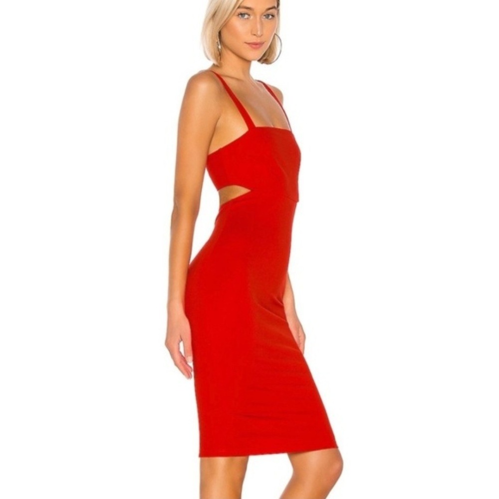 superdown Red Midi Cutout Bodycon Dress